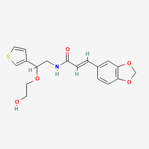 molecular formula C18H19NO5S B2752333 (E)-3-(苯并[d][1,3]二噁杂环-5-基)-N-(2-(2-羟基乙氧基)-2-(噻吩-3-基)乙基)丙烯酰胺 CAS No. 2035001-84-2