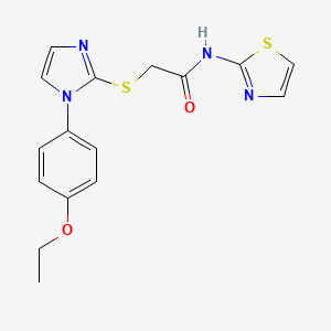 molecular formula C16H16N4O2S2 B2752348 2-((1-(4-乙氧基苯基)-1H-咪唑-2-基)硫)-N-(噻唑-2-基)乙酰胺 CAS No. 688336-46-1