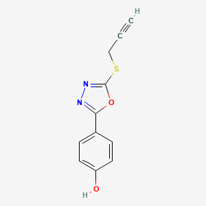 molecular formula C11H8N2O2S B2752355 4-[5-(丙-2-炔硫基)-3H-1,3,4-噁二唑-2-基亚甲基]-1-环己-2,5-二烯-1-酮 CAS No. 876878-25-0