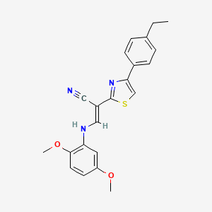 molecular formula C22H21N3O2S B2752357 (E)-3-((2,5-dimethoxyphenyl)amino)-2-(4-(4-ethylphenyl)thiazol-2-yl)acrylonitrile CAS No. 477186-15-5