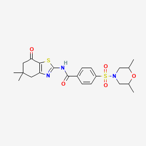molecular formula C22H27N3O5S2 B2752361 N-(5,5-dimethyl-7-oxo-4,5,6,7-tetrahydrobenzo[d]thiazol-2-yl)-4-((2,6-dimethylmorpholino)sulfonyl)benzamide CAS No. 681237-30-9