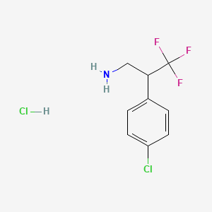 molecular formula C9H10Cl2F3N B2752371 2-(4-Chlorophenyl)-3,3,3-trifluoropropan-1-amine hydrochloride CAS No. 1803597-68-3