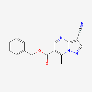 molecular formula C16H12N4O2 B2752375 Benzyl 3-cyano-7-methylpyrazolo[1,5-a]pyrimidine-6-carboxylate CAS No. 866039-28-3