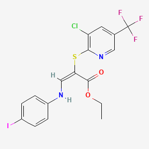 Ethyl 2-{[3-chloro-5-(trifluoromethyl)-2-pyridinyl]sulfanyl}-3-(4-iodoanilino)acrylate