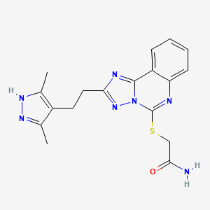 molecular formula C18H19N7OS B2752380 2-({2-[2-(3,5-dimethyl-1H-pyrazol-4-yl)ethyl][1,2,4]triazolo[1,5-c]quinazolin-5-yl}thio)acetamide CAS No. 896699-44-8