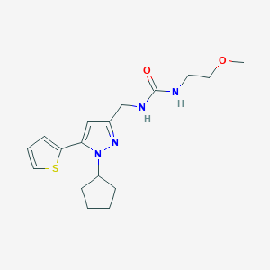 molecular formula C17H24N4O2S B2752383 1-((1-环戊基-5-(噻吩-2-基)-1H-吡唑-3-基)甲基)-3-(2-甲氧基乙基)脲 CAS No. 1421506-96-8