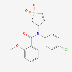 molecular formula C18H16ClNO4S B2752386 N-(4-chlorophenyl)-N-(1,1-dioxido-2,3-dihydrothien-3-yl)-2-methoxybenzamide CAS No. 852438-17-6