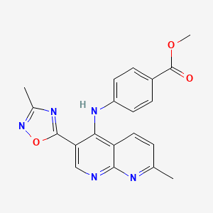 molecular formula C20H17N5O3 B2752390 Methyl 4-{[7-methyl-3-(3-methyl-1,2,4-oxadiazol-5-yl)[1,8]naphthyridin-4-yl]amino}benzoate CAS No. 1251671-11-0