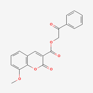 molecular formula C19H14O6 B2752410 2-氧代-2-苯乙基 8-甲氧基-2-氧代-2H-香豆素-3-羧酸酯 CAS No. 485351-72-2