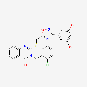 molecular formula C26H21ClN4O4S B2752412 3-(2-氯苄基)-2-(((3-(3,5-二甲氧基苯基)-1,2,4-噁二唑-5-基)甲基)硫)喹唑啉-4(3H)-酮 CAS No. 2034400-64-9