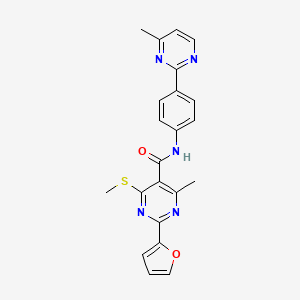 molecular formula C22H19N5O2S B2752414 2-(furan-2-yl)-4-methyl-N-[4-(4-methylpyrimidin-2-yl)phenyl]-6-(methylsulfanyl)pyrimidine-5-carboxamide CAS No. 1808793-63-6