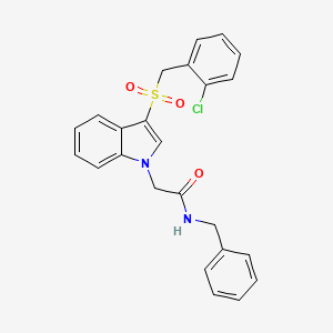 molecular formula C24H21ClN2O3S B2752418 N-苄基-2-(3-((2-氯苄基)磺酰基)-1H-吲哚-1-基)乙酰胺 CAS No. 895999-00-5