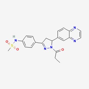 molecular formula C21H21N5O3S B2752420 N-{4-[1-丙酰-5-(喹喜啶-6-基)-4,5-二氢-1H-吡唑-3-基]苯基}甲磺酰胺 CAS No. 797780-87-1