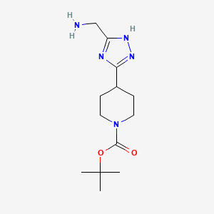 molecular formula C13H23N5O2 B2752426 tert-Butyl 4-[3-(aminomethyl)-1H-1,2,4-triazol-5-yl]piperidine-1-carboxylate CAS No. 1546114-32-2
