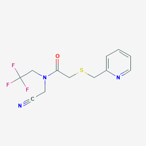 molecular formula C12H12F3N3OS B2752454 N-(cyanomethyl)-2-{[(pyridin-2-yl)methyl]sulfanyl}-N-(2,2,2-trifluoroethyl)acetamide CAS No. 1384641-37-5