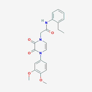 molecular formula C22H23N3O5 B2752461 2-[4-(3,4-dimethoxyphenyl)-2,3-dioxopyrazin-1-yl]-N-(2-ethylphenyl)acetamide CAS No. 898463-74-6