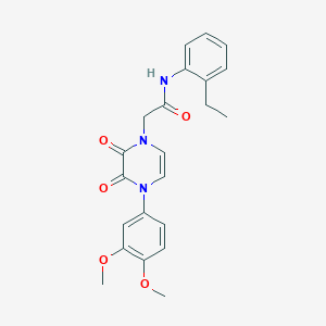 molecular formula C22H23N3O5 B2752461 2-[4-(3,4-dimethoxyphenyl)-2,3-dioxo-1,2,3,4-tetrahydropyrazin-1-yl]-N-(2-ethylphenyl)acetamide CAS No. 898463-74-6