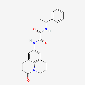molecular formula C22H23N3O3 B2752469 N1-(3-oxo-1,2,3,5,6,7-hexahydropyrido[3,2,1-ij]quinolin-9-yl)-N2-(1-phenylethyl)oxalamide CAS No. 898438-44-3