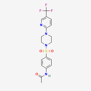 molecular formula C18H19F3N4O3S B2752479 N-[4-({4-[5-(三氟甲基)-2-吡啶基]哌嗪-磺酰基}苯基)乙酰胺 CAS No. 866131-24-0
