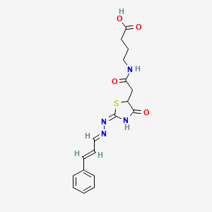 4-(2-((E)-4-oxo-2-((E)-((E)-3-phenylallylidene)hydrazono)thiazolidin-5-yl)acetamido)butanoic acid