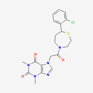 molecular formula C20H22ClN5O3S B2752510 7-(2-(7-(2-氯苯基)-1,4-噻吩-4-基)-2-氧代乙基)-1,3-二甲基-1H-嘌呤-2,6(3H,7H)-二酮 CAS No. 1797029-08-3