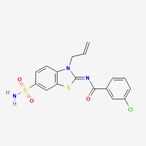 molecular formula C17H14ClN3O3S2 B2752511 (Z)-N-(3-allyl-6-sulfamoylbenzo[d]thiazol-2(3H)-ylidene)-3-chlorobenzamide CAS No. 865175-87-7