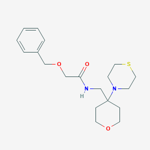 molecular formula C19H28N2O3S B2752521 2-Phenylmethoxy-N-[(4-thiomorpholin-4-yloxan-4-yl)methyl]acetamide CAS No. 2415466-32-7