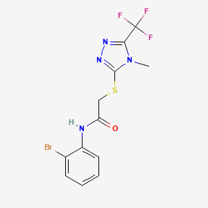 molecular formula C12H10BrF3N4OS B2752543 N-(2-bromophenyl)-2-{[4-methyl-5-(trifluoromethyl)-4H-1,2,4-triazol-3-yl]sulfanyl}acetamide CAS No. 802929-60-8