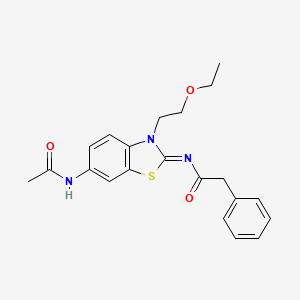 molecular formula C21H23N3O3S B2752546 (Z)-N-(6-acetamido-3-(2-ethoxyethyl)benzo[d]thiazol-2(3H)-ylidene)-2-phenylacetamide CAS No. 865174-17-0