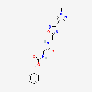 molecular formula C17H18N6O4 B2752557 苄基(2-(((3-(1-甲基-1H-吡唑-4-基)-1,2,4-噁二唑-5-基)甲基)氨基)-2-氧代乙基)碳酸酯 CAS No. 2034384-90-0