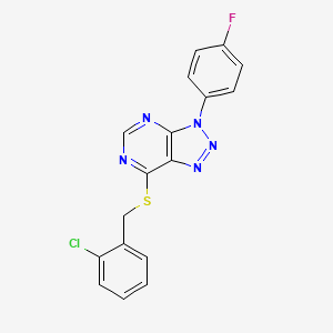 molecular formula C17H11ClFN5S B2752563 7-[(2-Chlorophenyl)methylsulfanyl]-3-(4-fluorophenyl)triazolo[4,5-d]pyrimidine CAS No. 863460-46-2