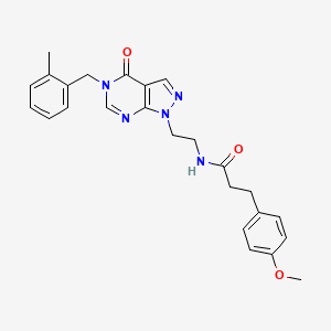 molecular formula C25H27N5O3 B2752578 3-(4-methoxyphenyl)-N-(2-(5-(2-methylbenzyl)-4-oxo-4,5-dihydro-1H-pyrazolo[3,4-d]pyrimidin-1-yl)ethyl)propanamide CAS No. 922087-37-4