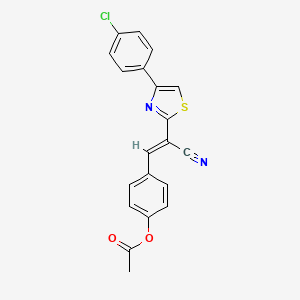 molecular formula C20H13ClN2O2S B2752579 (E)-4-(2-(4-(4-chlorophenyl)thiazol-2-yl)-2-cyanovinyl)phenyl acetate CAS No. 477296-36-9