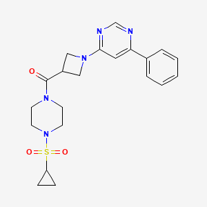 molecular formula C21H25N5O3S B2752580 (4-(Cyclopropylsulfonyl)piperazin-1-yl)(1-(6-phenylpyrimidin-4-yl)azetidin-3-yl)methanone CAS No. 2034476-95-2