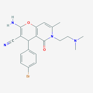 molecular formula C20H21BrN4O2 B2752581 2-amino-4-(4-bromophenyl)-6-(2-(dimethylamino)ethyl)-7-methyl-5-oxo-5,6-dihydro-4H-pyrano[3,2-c]pyridine-3-carbonitrile CAS No. 758701-18-7