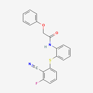 molecular formula C21H15FN2O2S B2752582 N-{2-[(2-cyano-3-fluorophenyl)sulfanyl]phenyl}-2-phenoxyacetamide CAS No. 866008-15-3