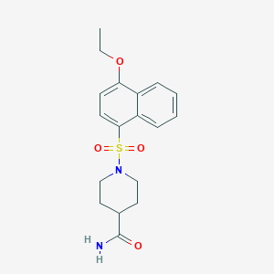 molecular formula C18H22N2O4S B275259 1-[(4-Ethoxy-1-naphthyl)sulfonyl]piperidine-4-carboxamide 