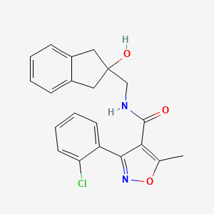 molecular formula C21H19ClN2O3 B2752591 3-(2-chlorophenyl)-N-((2-hydroxy-2,3-dihydro-1H-inden-2-yl)methyl)-5-methylisoxazole-4-carboxamide CAS No. 2034527-88-1