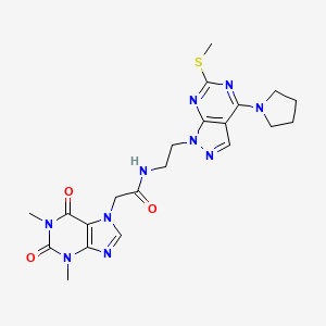 B2752612 2-(1,3-dimethyl-2,6-dioxo-2,3-dihydro-1H-purin-7(6H)-yl)-N-(2-(6-(methylthio)-4-(pyrrolidin-1-yl)-1H-pyrazolo[3,4-d]pyrimidin-1-yl)ethyl)acetamide CAS No. 1207051-62-4