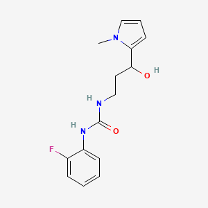 molecular formula C15H18FN3O2 B2752616 1-(2-fluorophenyl)-3-(3-hydroxy-3-(1-methyl-1H-pyrrol-2-yl)propyl)urea CAS No. 1795425-28-3
