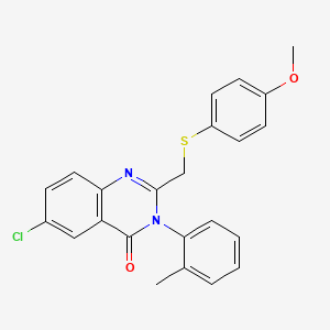 molecular formula C23H19ClN2O2S B2752620 6-氯-2-[(4-甲氧基苯基)硫代甲基]-3-(2-甲基苯基)喹唑啉-4-酮 CAS No. 338965-76-7