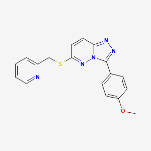 molecular formula C18H15N5OS B2752632 3-(4-Methoxyphenyl)-6-(pyridin-2-ylmethylsulfanyl)-[1,2,4]triazolo[4,3-b]pyridazine CAS No. 852376-83-1