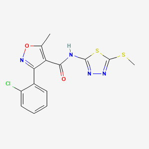 molecular formula C14H11ClN4O2S2 B2752635 3-(2-氯苯基)-5-甲基-N-(5-(甲硫基)-1,3,4-噻二唑-2-基)异噁唑-4-甲酰胺 CAS No. 391875-73-3