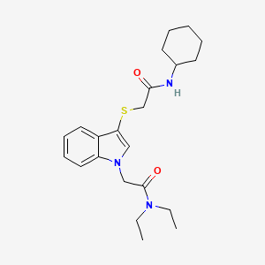 2-(3-((2-(cyclohexylamino)-2-oxoethyl)thio)-1H-indol-1-yl)-N,N-diethylacetamide