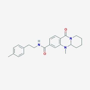 molecular formula C23H27N3O2 B2752653 5-甲基-N-[2-(4-甲基苯基)乙基]-11-氧代-5,6,7,8,9,11-六氢-5aH-吡啶并[2,1-b]喹唑-3-甲酰胺 CAS No. 1574607-98-9