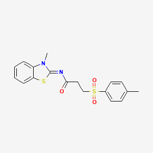 molecular formula C18H18N2O3S2 B2752675 (E)-N-(3-甲基苯并[d]噻唑-2(3H)-基)-3-对甲苯磺酰基丙酰胺 CAS No. 898436-80-1