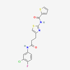 N-(4-(3-((3-chloro-4-fluorophenyl)amino)-3-oxopropyl)thiazol-2-yl)thiophene-2-carboxamide