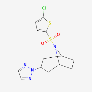 molecular formula C13H15ClN4O2S2 B2752723 (1R,5S)-8-((5-chlorothiophen-2-yl)sulfonyl)-3-(2H-1,2,3-triazol-2-yl)-8-azabicyclo[3.2.1]octane CAS No. 2109265-78-1