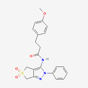 molecular formula C21H21N3O4S B2752728 N-(5,5-dioxo-2-phenyl-4,6-dihydrothieno[3,4-c]pyrazol-3-yl)-3-(4-methoxyphenyl)propanamide CAS No. 893927-70-3