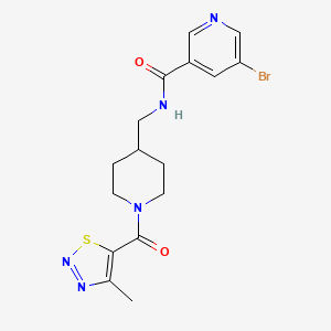 molecular formula C16H18BrN5O2S B2752743 5-bromo-N-((1-(4-methyl-1,2,3-thiadiazole-5-carbonyl)piperidin-4-yl)methyl)nicotinamide CAS No. 1797647-85-8